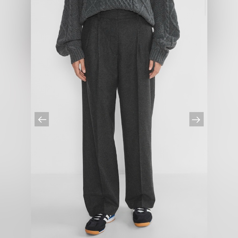 Wilfred Charcoal Gray Wide-Leg Trousers